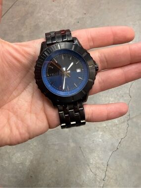 Relic Men's Black and Blue Stainless Steel Watch